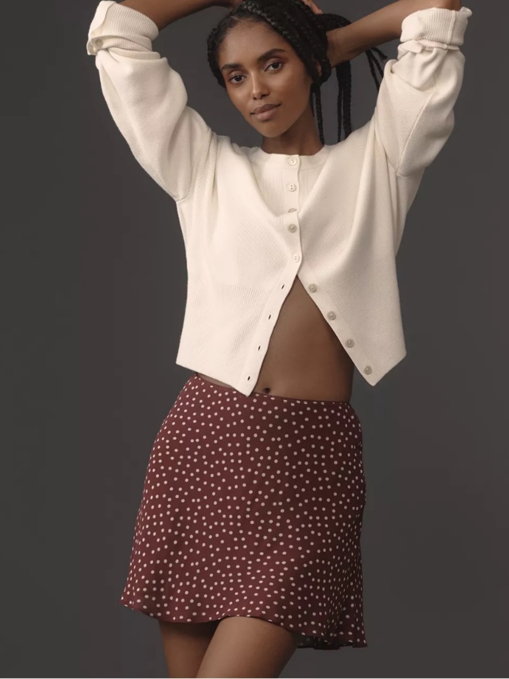 Reformation Burgundy Polka Dot Mini Skirt XS